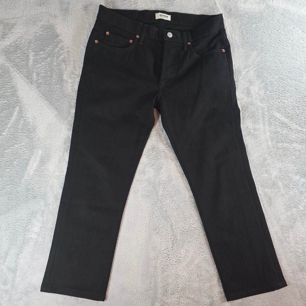Buck Mason Women Size 31 Black Slim Fit Jeans Denim Button Fly